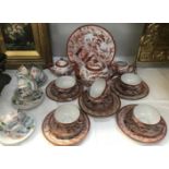 21 pieces of oriental 'geisha' fine porcelain china (chip on teapot and 1 plate) and a 12 piece