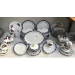 A quantity of blue and white and cut edge dinner ware items including tureens marked Doreen,