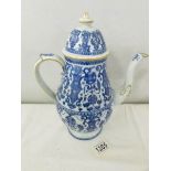 A large Leeds blue and white transfer print pearl ware coffee pot,.