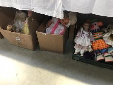 A large quantity of dolls etc, included knitted and plastic.