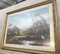 A framed and glazed print of a countryside scene entitled Autumn Heather by Wendy Reeves.