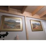 A pair of framed and glazed watercolour scenes of Dartmoor by listed artist M Beech.