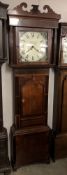 A mahogany cased 30 hour long case clock with square painted dial, 'Johnson, Lancaster'.