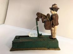 A vintage cast iron 'Monkey Bank' mechanical money box, a/f.