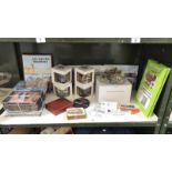 A quantity of railway related items including DVDs, books, coasters, cards, a model etc.