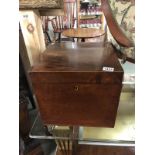 A Victorian mahogany wood banded work box.