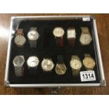 A case of 11 Rotary watches (winding and quartz).