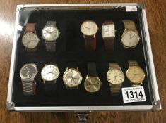 A case of 11 Rotary watches (winding and quartz).