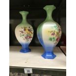 A pair of bird decorated vases.