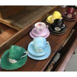 A 6 piece multi coloured Addersley tea set.