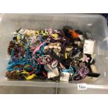 A large box of costume jewellery.