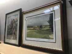 2 framed and glazed golfing related prints.