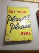 An enamel Player's Please sign,