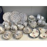 56 pieces of Royal Vale tea ware, 21 pieces of Duchess raindrops tea ware,