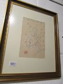 A framed and glazed Henri Matisse print of a mother and child, stamped,