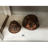 2 Victorian copper jelly moulds.