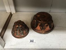 2 Victorian copper jelly moulds.