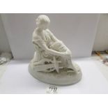 A Parian figure of a seated lady.