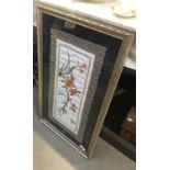 A framed and glazed Japanese silk embroidery.
