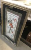 A framed and glazed Japanese silk embroidery.
