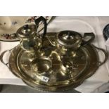 A good quality 4 piece silver plated tea set on tray.