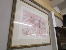A limited edition screen print 10/25 entitled 'Bathers One' by Newlyn Society of Artist's member