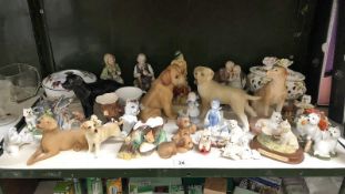A quantity of assorted figures and china ware including dogs, Regency Fine Arts, nature craft,