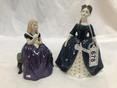 2 Royal Doulton figurines being Affection and Debby.
