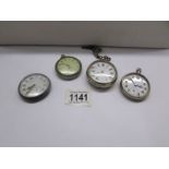 4 old pocket watches, a/f.