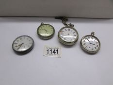 4 old pocket watches, a/f.