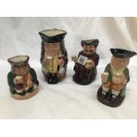 4 Royal Doulton toby jugs - Happy John, Honest Measure, Falstaff and Jolly Toby.