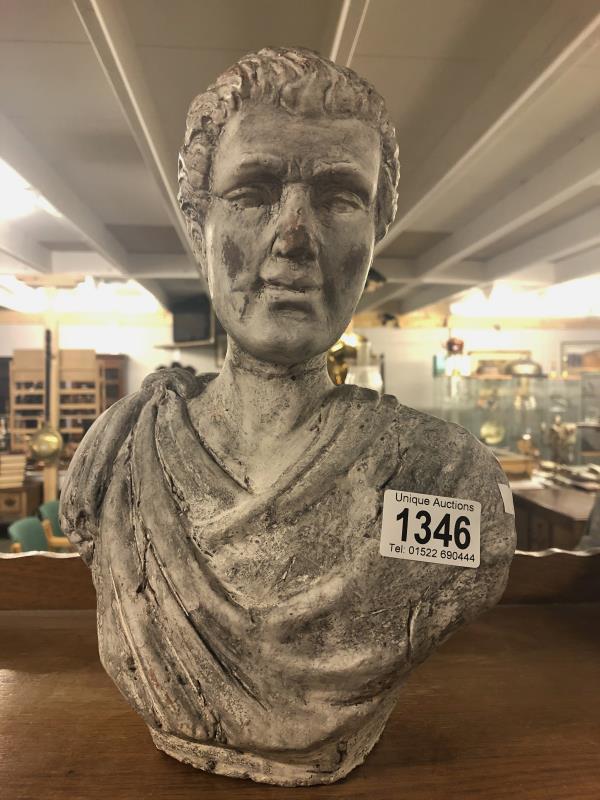 An old bust of a Roman.
