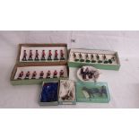 3 boxed Militia models lead soldier sets including Northumberland fusiliers etc and others.
