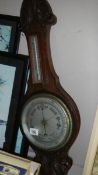 An oak barometer, glass a/f.