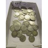 Approximately 10 ounces of pre 1947 half crowns, shillings and florins.