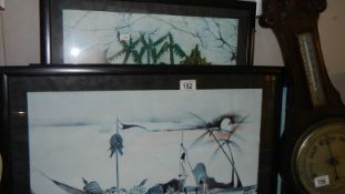 2 large framed and glazed prints.