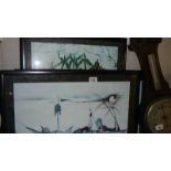 2 large framed and glazed prints.