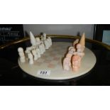 A stone chess set.