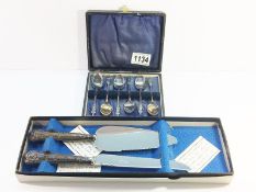 A cased set of 6 silver apostle spoons hall marked Mappin & Webb Ltd.