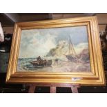 A gilt framed oil on board seascape.