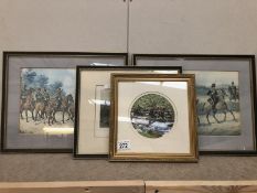 2 framed and glazed military prints and 2 others.