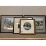 2 framed and glazed military prints and 2 others.