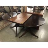 An oval dining table.