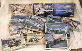 15 boxed Italeri aeroplane models and 3 other boxed Airfix and Hasegawa aeroplane models.