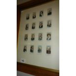 A framed and glazed set of 16 cigarette cards of classical composers.
