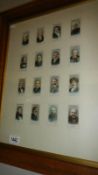 A framed and glazed set of 16 cigarette cards of classical composers.