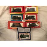 7 boxed '00' gauge Hornby, Bachmann and Airfix locomotives/tank engines.