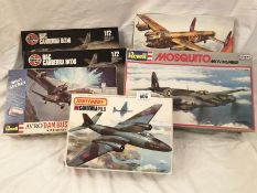 6 assorted model aeroplane kits including Airfix, Revell, Matchbox.