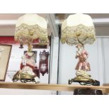 2 Capo di Monte table lamps.