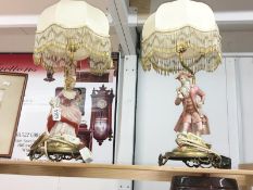 2 Capo di Monte table lamps.